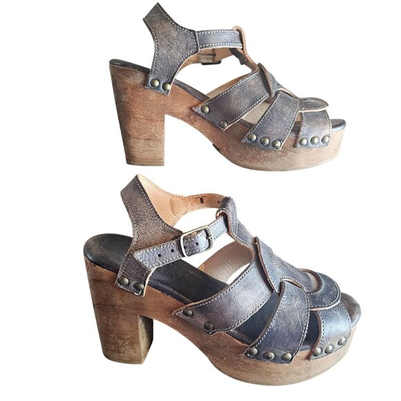 Bed Stu Caitlin F376002 Womens Brown Leather Hook & Loop Heeled Sandals Shoes - Picture 3 of 11